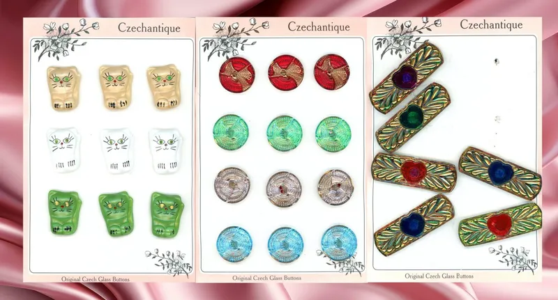 AN ASSORTMENT OF DIV. 3  COLORFUL CZECH GLASS BUTTONS from auction in Hollywood, Florida