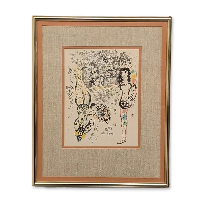 Marc Chagall (Russian/French, 1887-1985) Mourlot Freres Lithograph on Paper, Acrobats at Play from auction in Hollywood, Florida