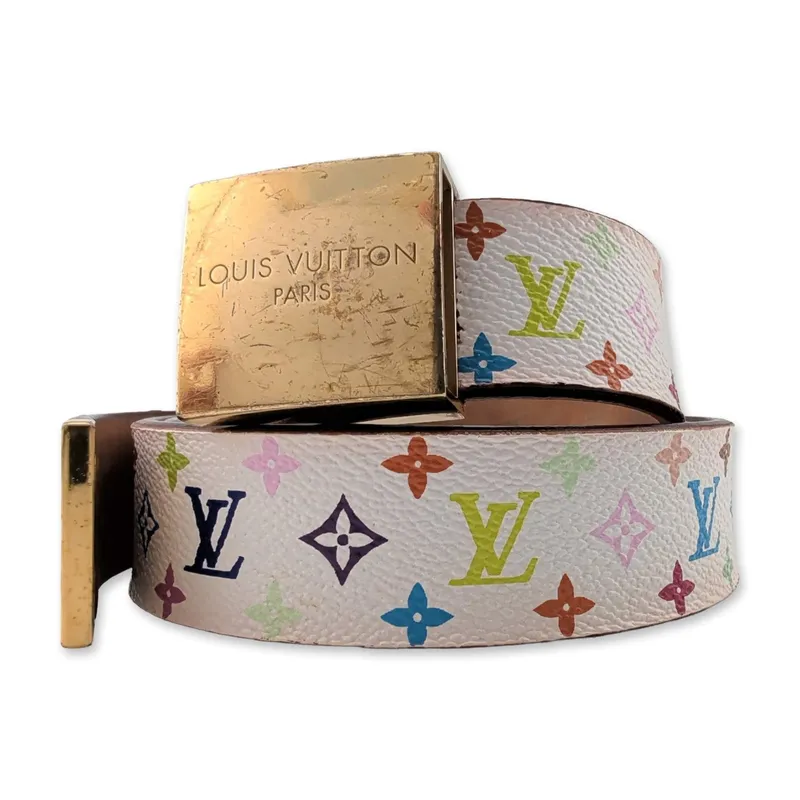 Louis Vuitton x Takashi Murakami Monogram Multicolore Belt from auction in Hollywood, Florida