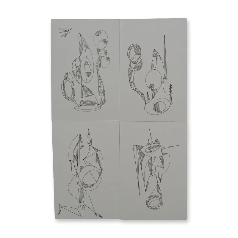 4pc Alfonso Rendon aka Masplata (Panamanian, 1957 - 2025), Pen Sketch on Board, Figuras from auction in Hollywood, Florida