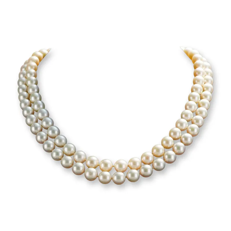 14K Yellow Gold Diamond Pearl Necklace from auction in Hollywood, Florida