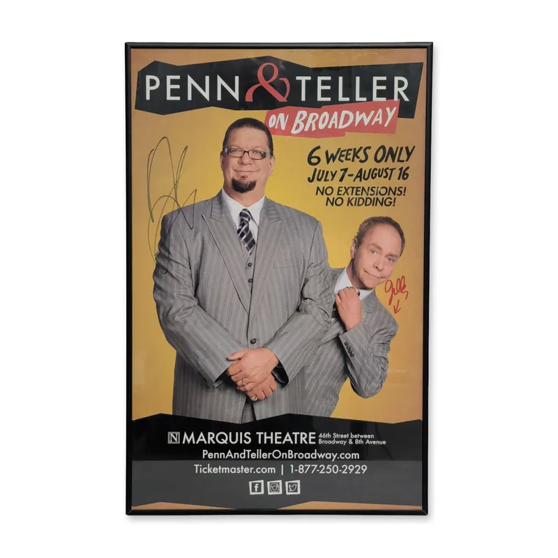 Penn & Teller Broadway Poster, Signed from auction in Hollywood, Florida