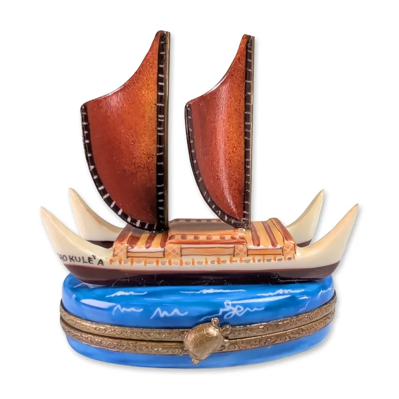 Limoges Peint Main Hokulea Voyaging Canoe Treasure Box from auction in Hollywood, Florida