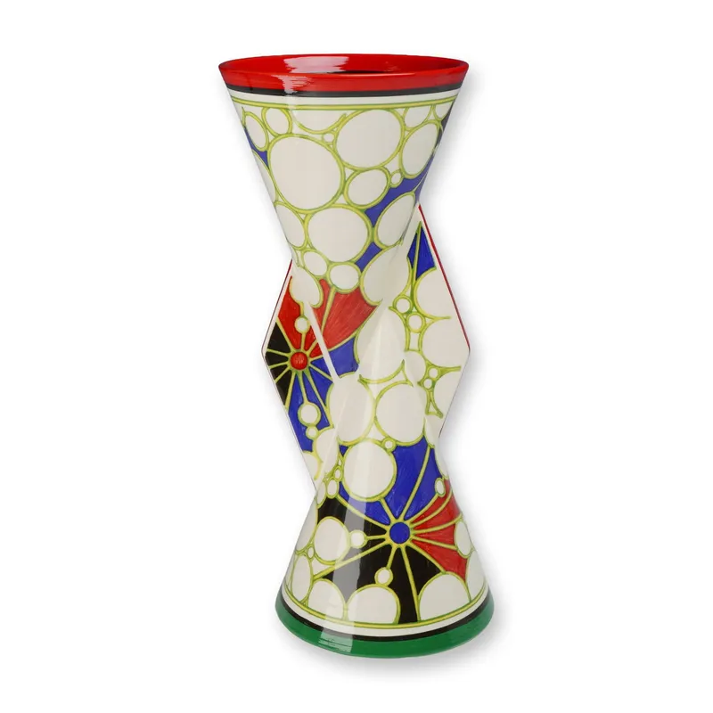 Wedgwood Bizarre by Clarice Cliff Collection Limited Edition Sliced Circle Pattern Yo-Yo Vase from auction in Hollywood, Florida