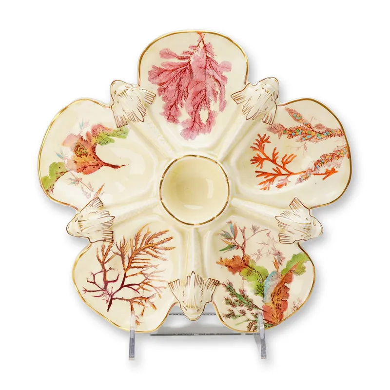 Wedgwood Scallop and Seaweed Majolica Oyster Plate from auction in Hollywood, Florida
