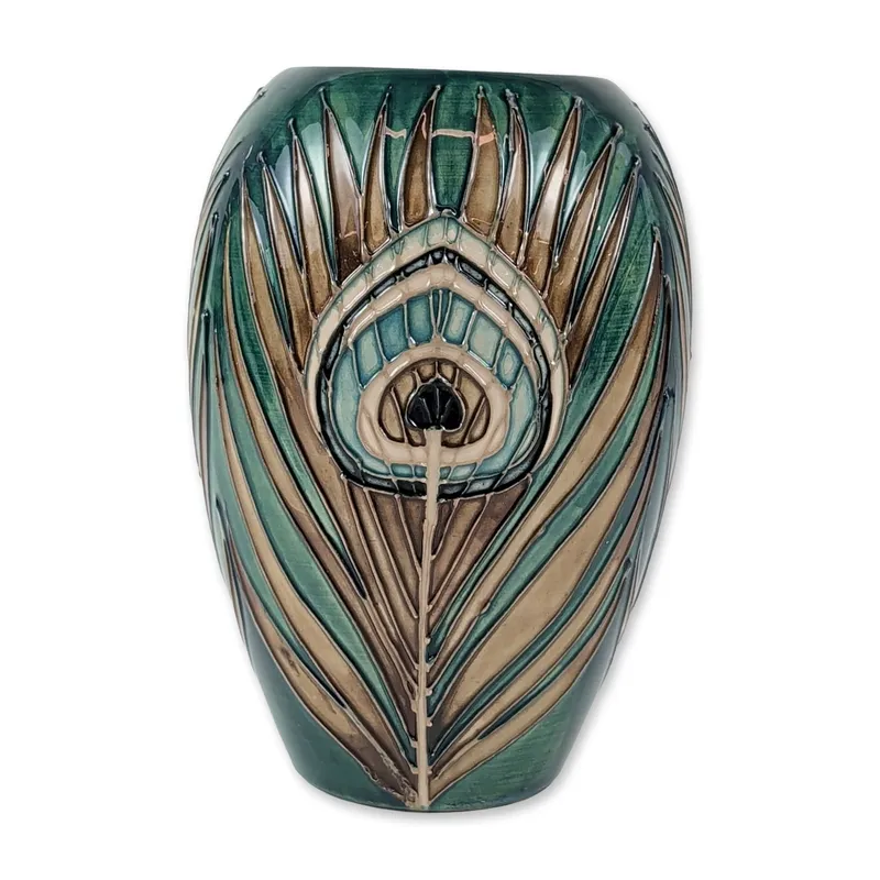 Moorcroft Sally Tuffin for Liberty Peacock Feather Vase from auction in Hollywood, Florida