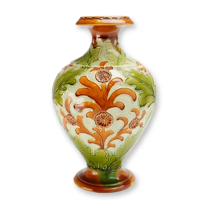 Wedgwood Harry Barnard Design Molded Majolica Glazed Vase from auction in Hollywood, Florida