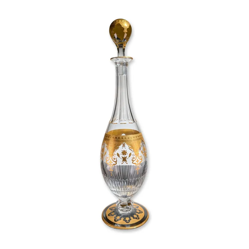 Baccarat France Prestige Gold Encrusted Crystal Decanter with Stopper from auction in Hollywood, Florida