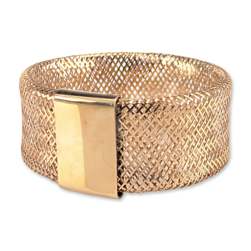 Italian 14K Yellow Gold Woven Mesh Ring from auction in Hollywood, Florida