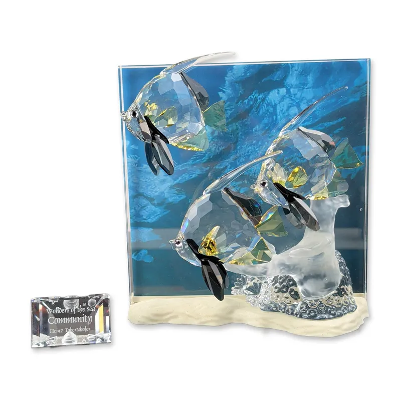 2pc Swarovski Wonders of the Sea Community Crystal Sculpture and Title Plaque from auction in Hollywood, Florida