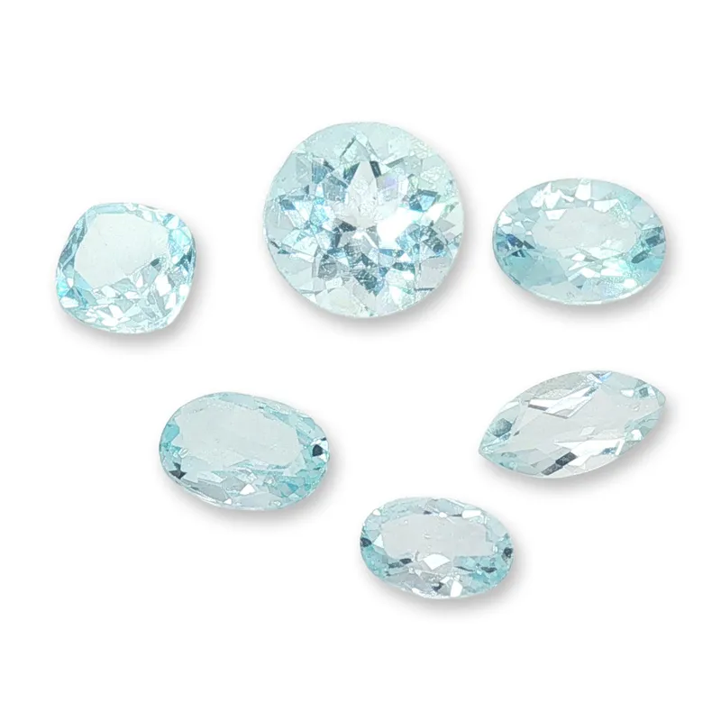 Collection of Six Mixed Cut Blue Topaz Gemstones from auction in Hollywood, Florida