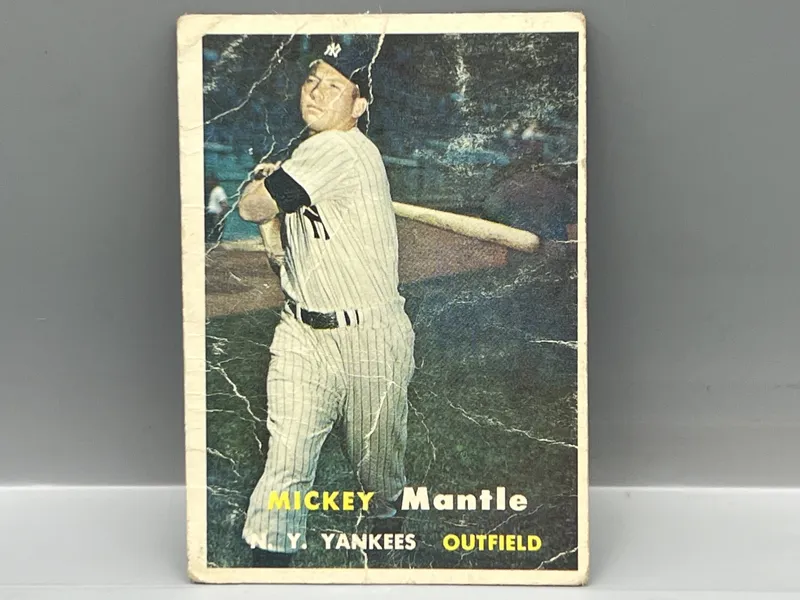 1957 Topps Mickey Mantle #95 - HOF - Yankees - Low Grade from auction in Greenville, Ohio
