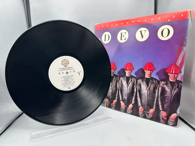 Devo: Freedom Of Choice (1980), printed inner sleeve with credits & Devo catalog/fan club info from auction in Greenville, Ohio
