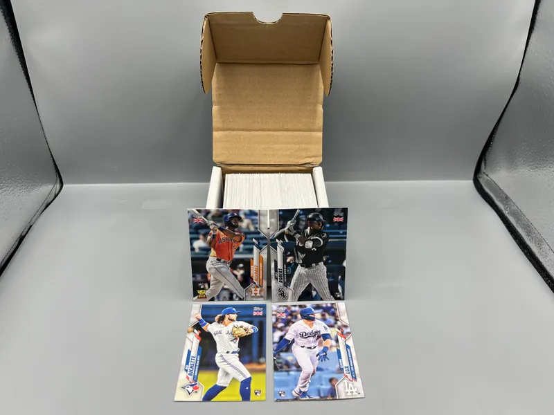 2020 Topps UK Edition Baseball Complete 200 Card Set W/ Bo Bichette RC, Gavin Lux RC, Yordan Alvarez RC, & Luis Robert RC from auction in Greenville, Ohio