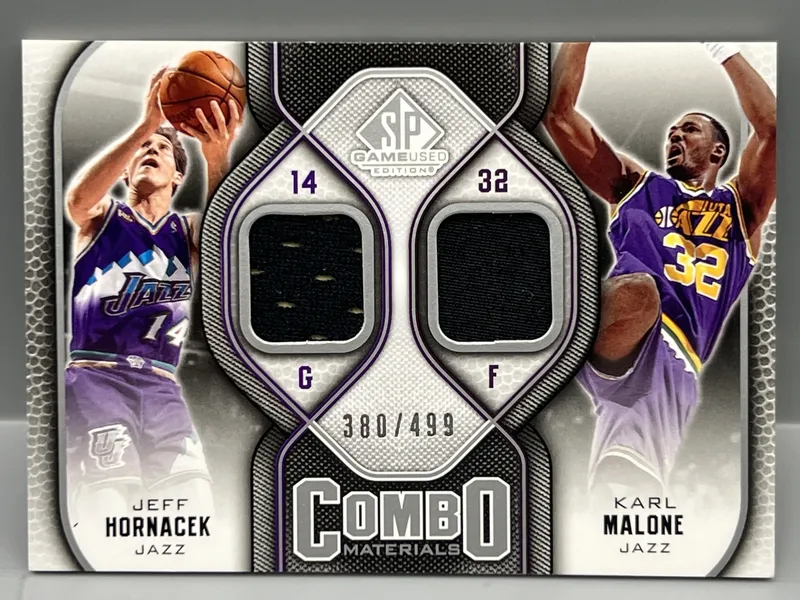 2009-10 Upper Deck SP Game Used Jeff Hornacek/Karl Malone Combo Materials Game Used Dual Patch #/499 from auction in Greenville, Ohio