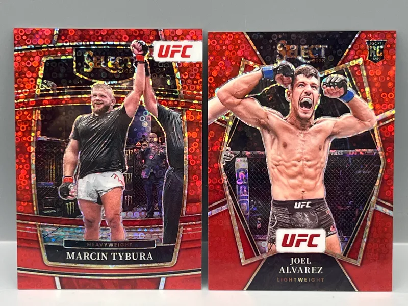 2022 Panini Select UFC Marcin Tybura Red Disco #/99 & Joel Alvarez Red Disco RC #/99 from auction in Greenville, Ohio