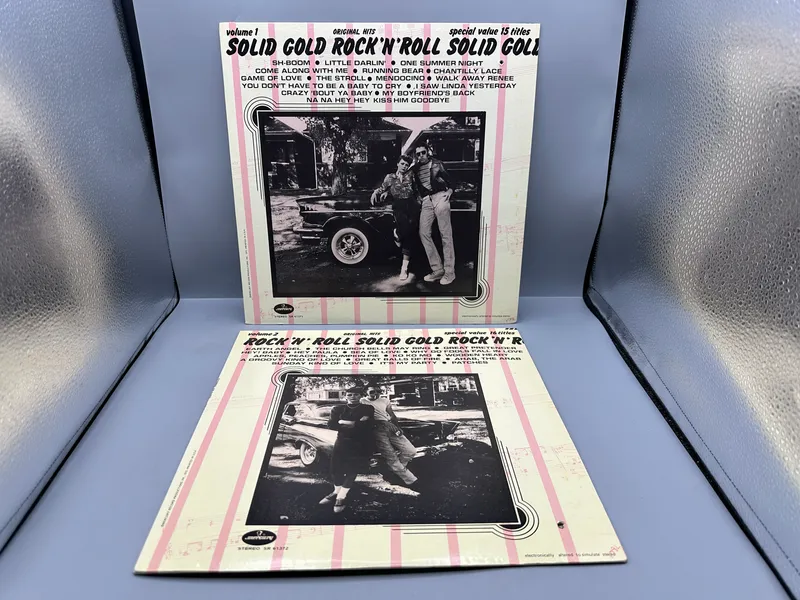 (2) 1970s Mercury Records Solid Gold Rock 'n' Roll Volume 1 and Volume 2 Compilation Vinyl Albums from auction in Greenville, Ohio