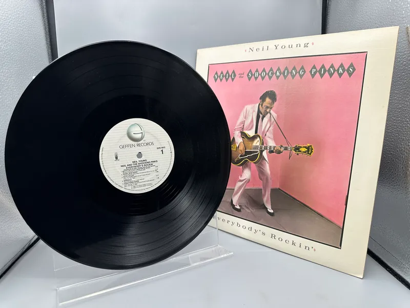 1983 Geffen Records Neil Young & The Shocking Pinks Everybody's Rockin' Vinyl Album - GHS 4013 from auction in Greenville, Ohio