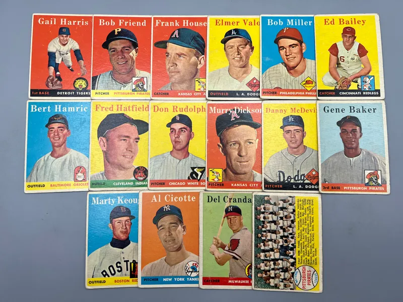 (16) 1958 Topps Baseball Cards - Varying Conditions from auction in Greenville, Ohio