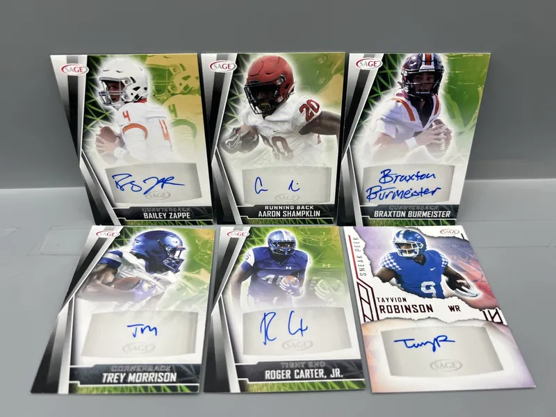 (6) Assorted Sage Football Pack Pulled RC Autos - Bailey Zappe from auction in Greenville, Ohio