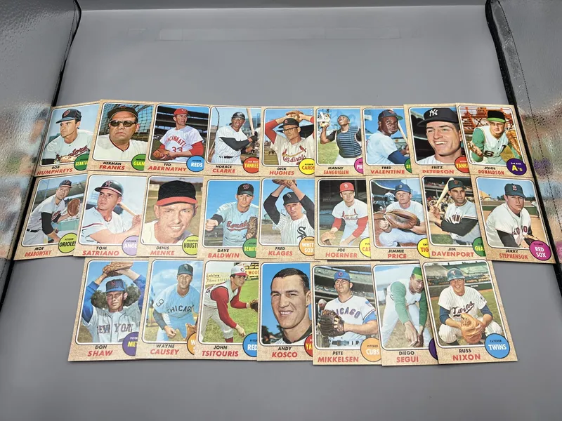 (25) 1968 Topps Baseball Cards - Varying Conditions from auction in Greenville, Ohio