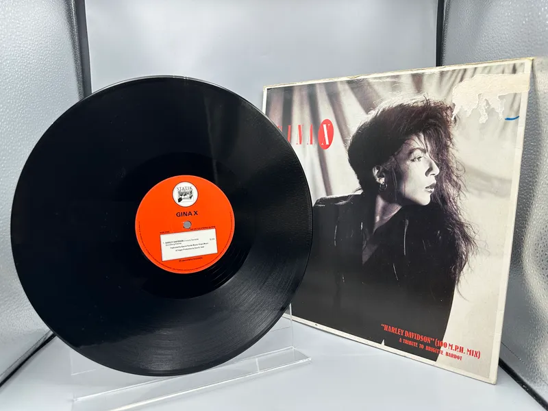1984 GINA X - Harley Davidson (100 M.P.H. Mix) / Hommage A B.B. Vinyl Single - (Statik Records TAK 2612) from auction in Greenville, Ohio