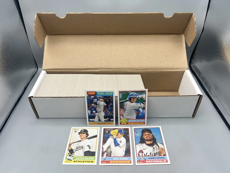 2025 Topps Heritage Baseball Complete 400 Card Base Set W/ James Wood RC, Roki Sasaki RC, & Jacob Wilson RC from auction in Greenville, Ohio