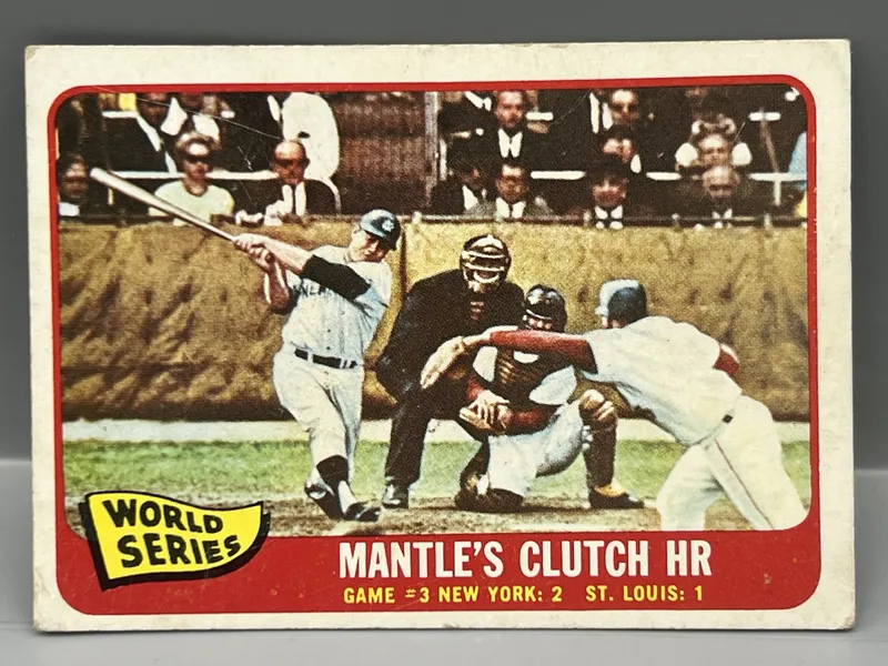 1965 Topps #134 - Mickey Mantle Clutch HR / World Series Game #3 from auction in Greenville, Ohio