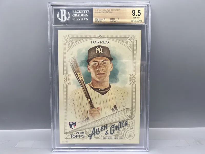 2018 Topps Allen & Ginter Gleyber Torres 5"x7" RC #240 BGS Gem Mint 9.5 from auction in Greenville, Ohio