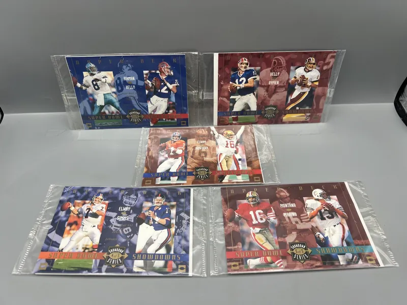 1993 Upper Deck Showdown Series Oversized Football Factory Sealed Complete 5 Card Set from auction in Greenville, Ohio