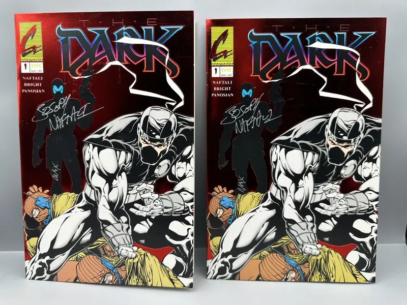 1993 Continum Comics The Dark #1 Lot of 2 - Both Are Signed by Joseph Naftali and Max Banks - Red Foil variant covers from auction in Greenville, Ohio