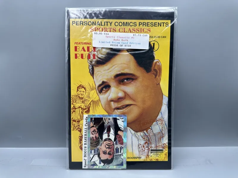 1991 Personality Comics Sports Classics #1 - Babe Ruth biography - Limited Prism Card Edition #0356/0750 - John Tartaglione art from auction in Greenville, Ohio