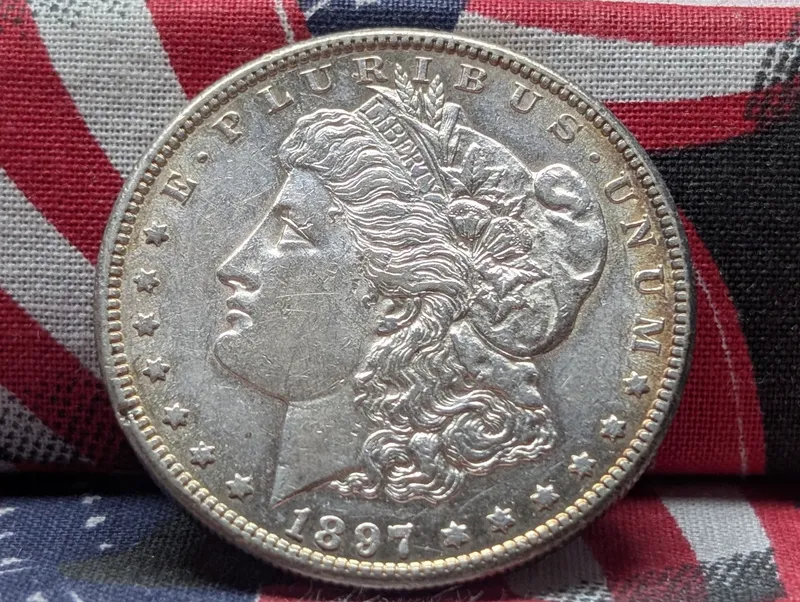 1897-S UNC MORGAN SILVER DOLLAR, 90% Silver from auction in Greenville, Ohio