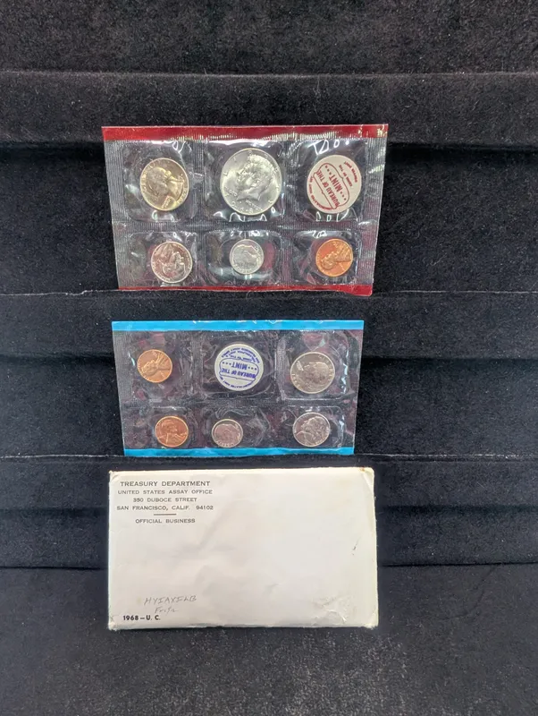 1968-P&D Unc. U.S. Mint Set with 40% Silver 1968-D Kennedy Half Dollar and 1968-S Lincoln Cent from auction in Greenville, Ohio