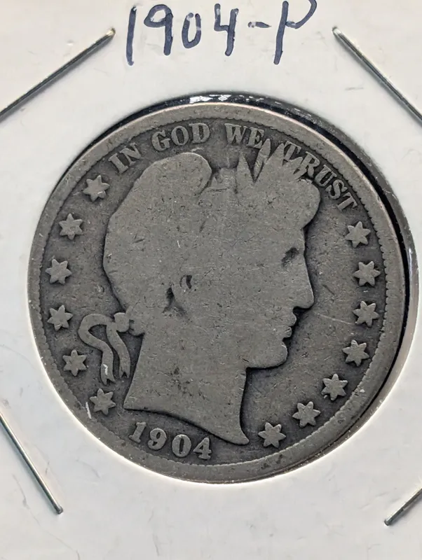 1904-P Barber Half Dollar, 90% Silver from auction in Greenville, Ohio
