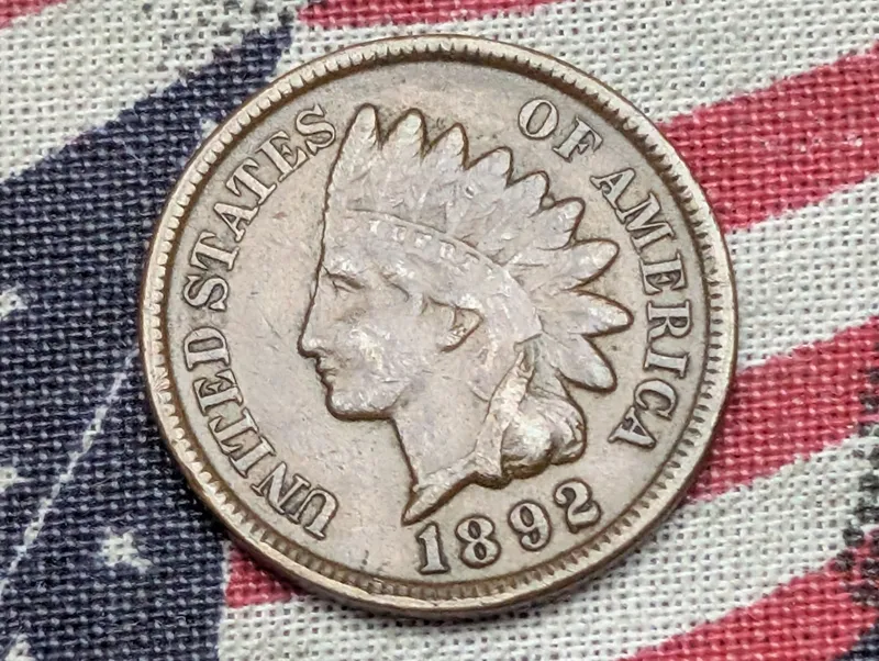 1892 Indian Head Cent - VF from auction in Greenville, Ohio