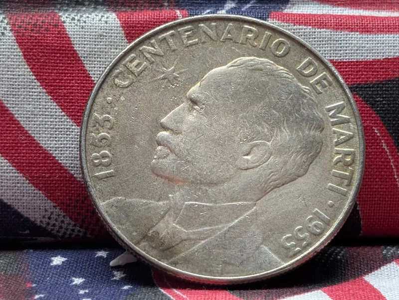 1953 Caribbean 1 Silver Peso, 90% Silver 26.7295g from auction in Greenville, Ohio