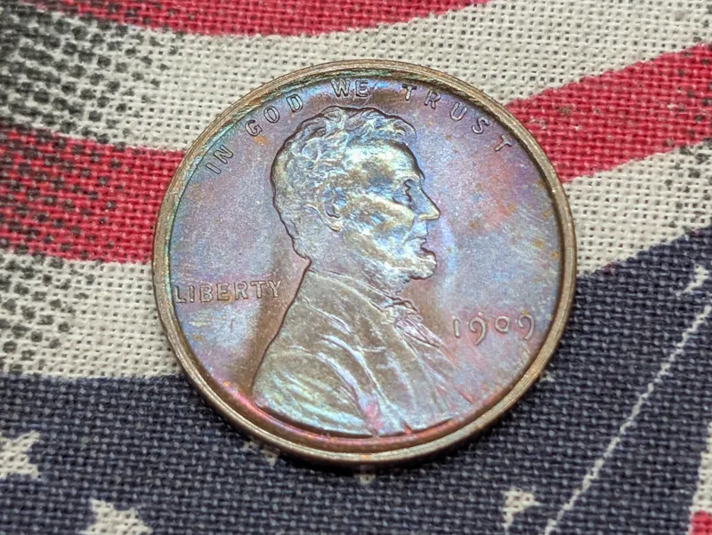 1909 VDB Lincoln Wheat Cent - Iridescent Blue Toning!! from auction in Greenville, Ohio