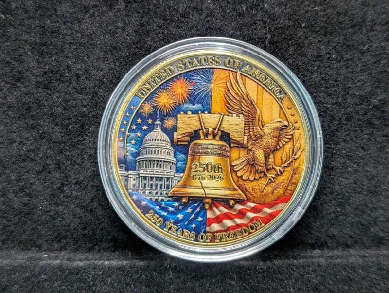 1776-2026, 250th Anniversary Colorized Round from auction in Greenville, Ohio