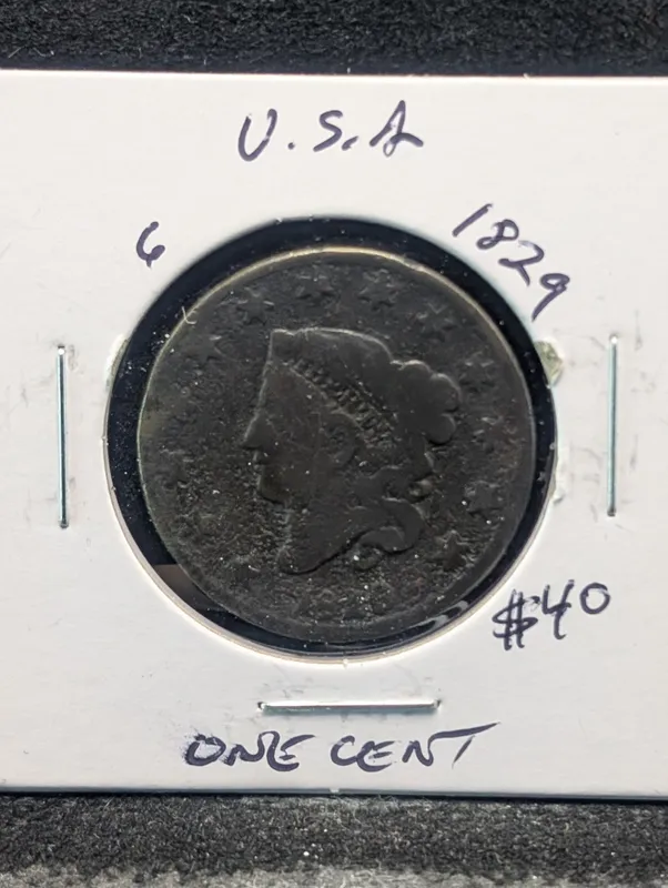 1829 Coronet Head Large Cent - 197 Years Old! from auction in Greenville, Ohio