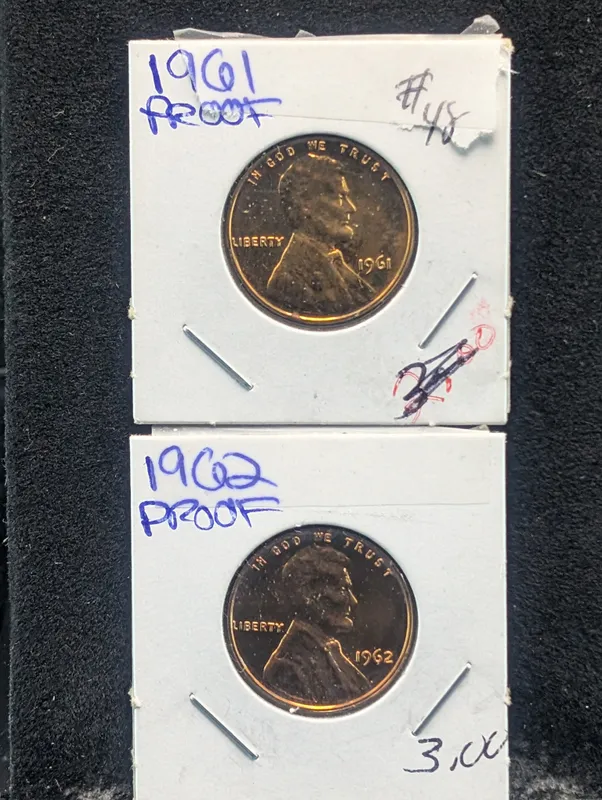 1961-P & 1962-P Copper Lincoln Memorial Cents from auction in Greenville, Ohio