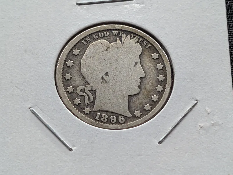 1896 Barber 90% Silver Quarter from auction in Greenville, Ohio