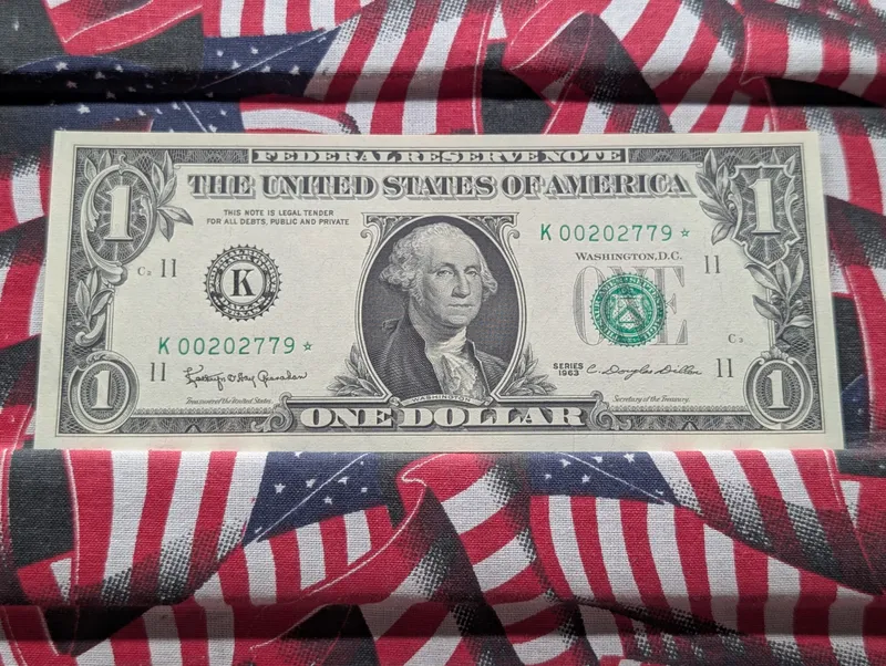1963 Series $1 Dallas Star Note - 8,960,000 Mint - Crisp from auction in Greenville, Ohio