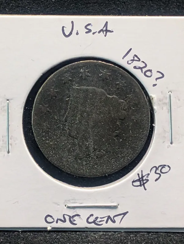1820 Matron Liberty Head Large Cent from auction in Greenville, Ohio