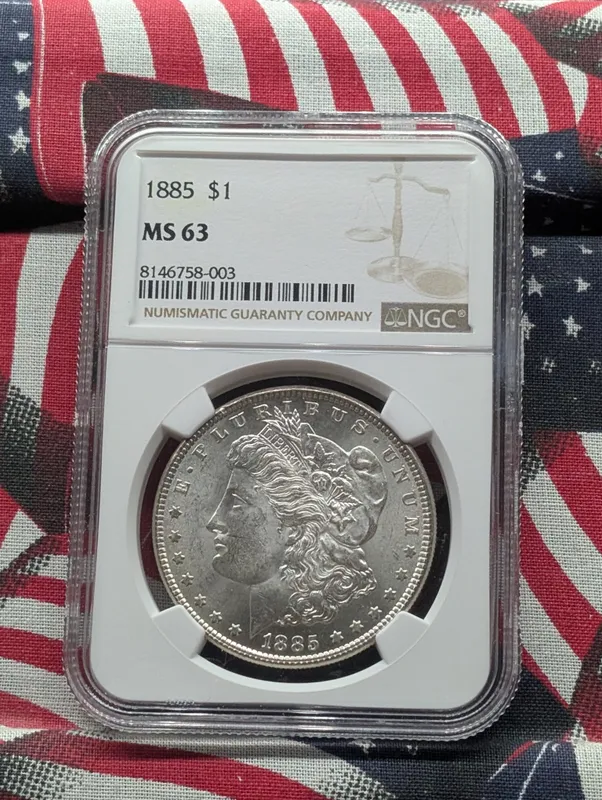 1885-P Morgan Dollar NGC MS 63 from auction in Greenville, Ohio