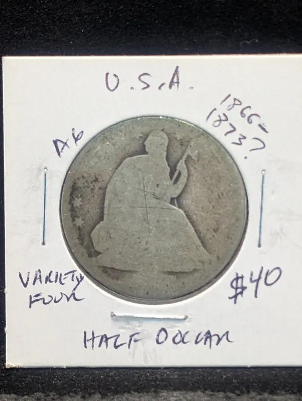 No Date Variety IV 90% Silver Seated Half Dollar from auction in Greenville, Ohio