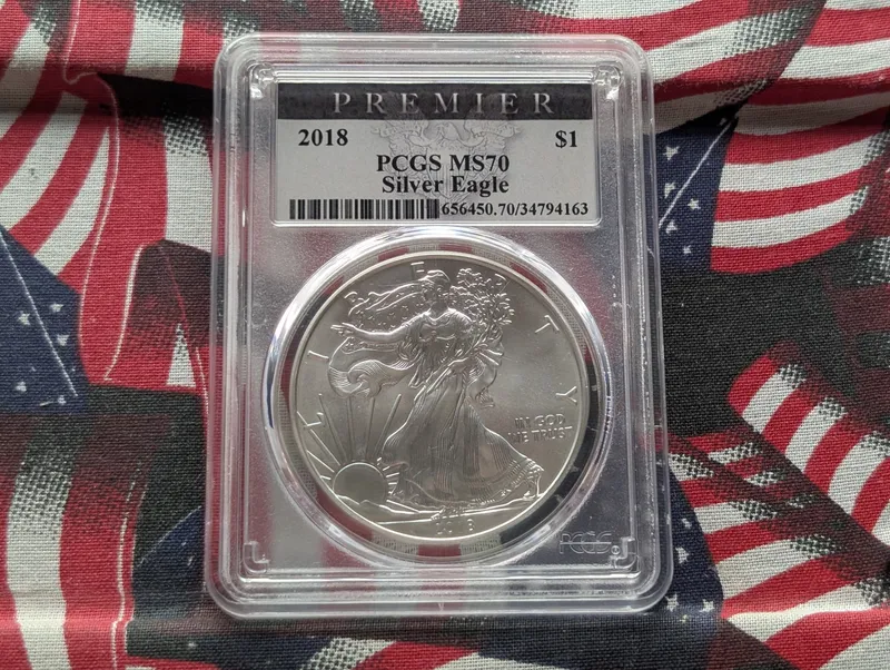 2018 American Silver Eagle 1 Troy Oz. .999 Silver - PCGS MS70 from auction in Greenville, Ohio