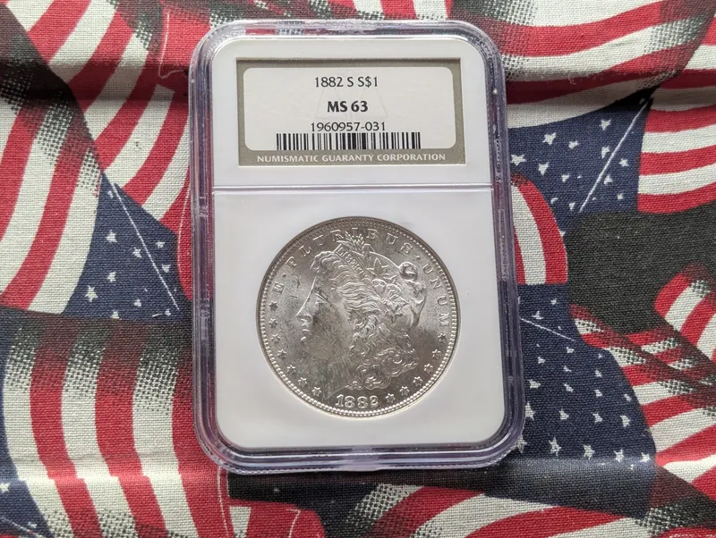 1882-S Morgan 90% Silver Dollar - NGC MS63 from auction in Greenville, Ohio