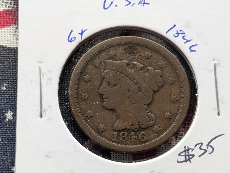 1846 Braided Hair Liberty Head Large Cent - 180 Years Old! from auction in Greenville, Ohio