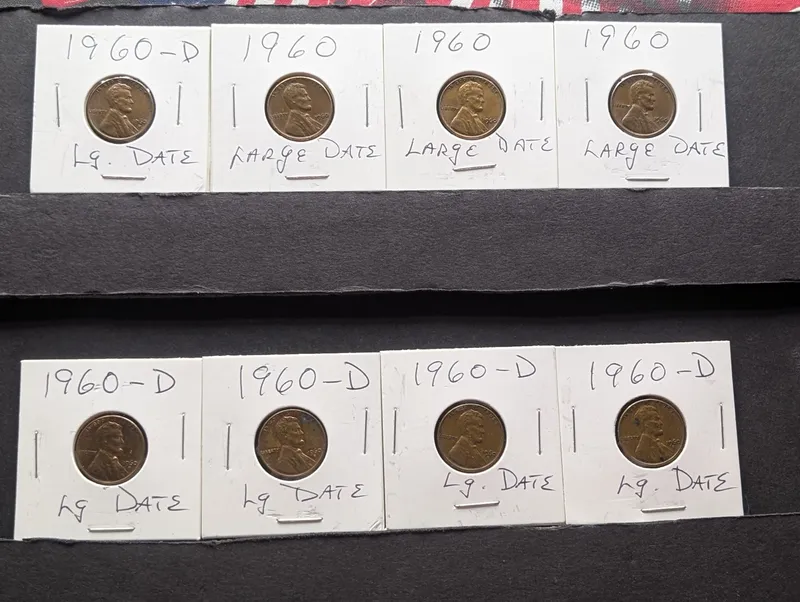 (3) 1960 Large Date & (5) 1960-D Large Date Lincoln Memorial Cents from auction in Greenville, Ohio